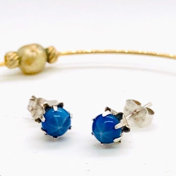 Vintage Blue Star Sapphire Earrings & Bracelet Stack - Picture 11 of 11